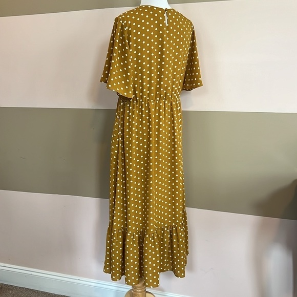 Mustard Polka Dot Flowy Accent Nursing Dress - Picture 5 of 10